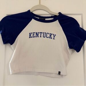 Blue and White Kentucky Crop Top